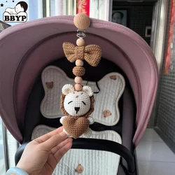 New Cute Bunny Lion Pram Clip Pacifier Clip Chain Crochet Beads Bracelet Pram Clip Baby Rattle Wood Teether Stroller Toys