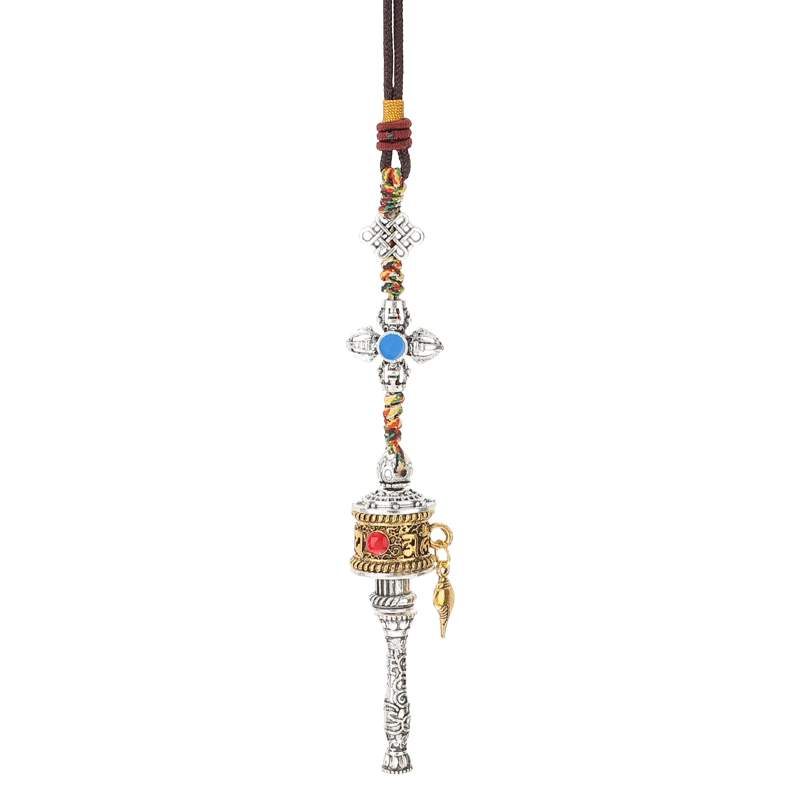 Prayer Wheel Pendant Bag Adornment Car Hanging Ornament Decor Resin Tibetan Style