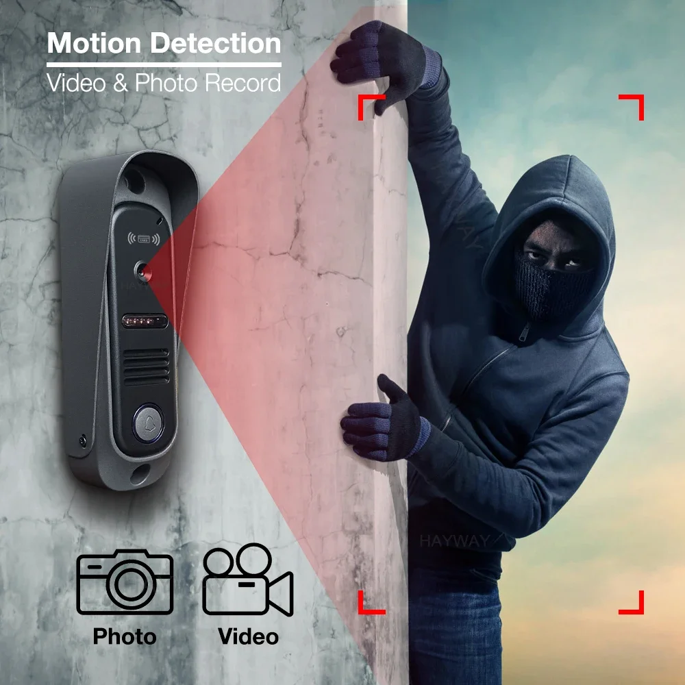 Hayway Tuya Wifi Video Intercom 1080P جرس الباب 7 بوصة IPS شاشة لمس كاملة مع معرف كشف الهاتف المحمول التحكم في الوصول فتح