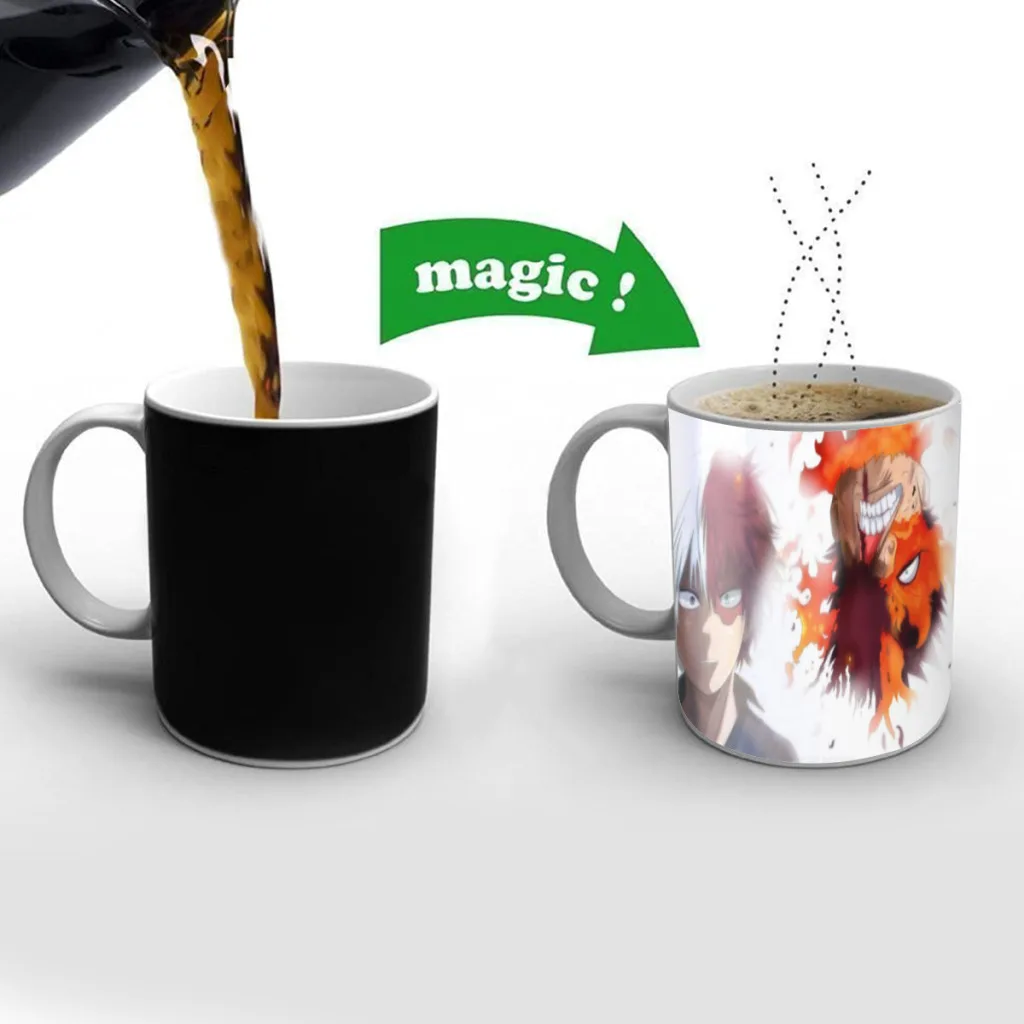 My Hero Academia Free shipping New Magic Mug Changing Color Mug Coffee Tea Mug Temperature Color Changing Heat Sensitive Cup