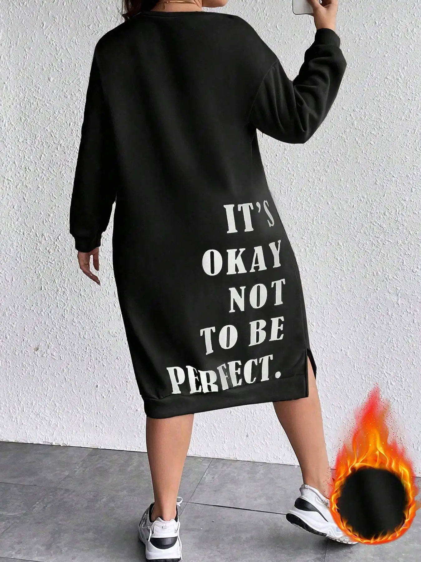 

【Plus Size】 Letter Print Drop Shoulder Hoodie, Fashion Casual Drawstring Pocket Hooded Sweatshirt for Daily Holiday Outdoor Wear