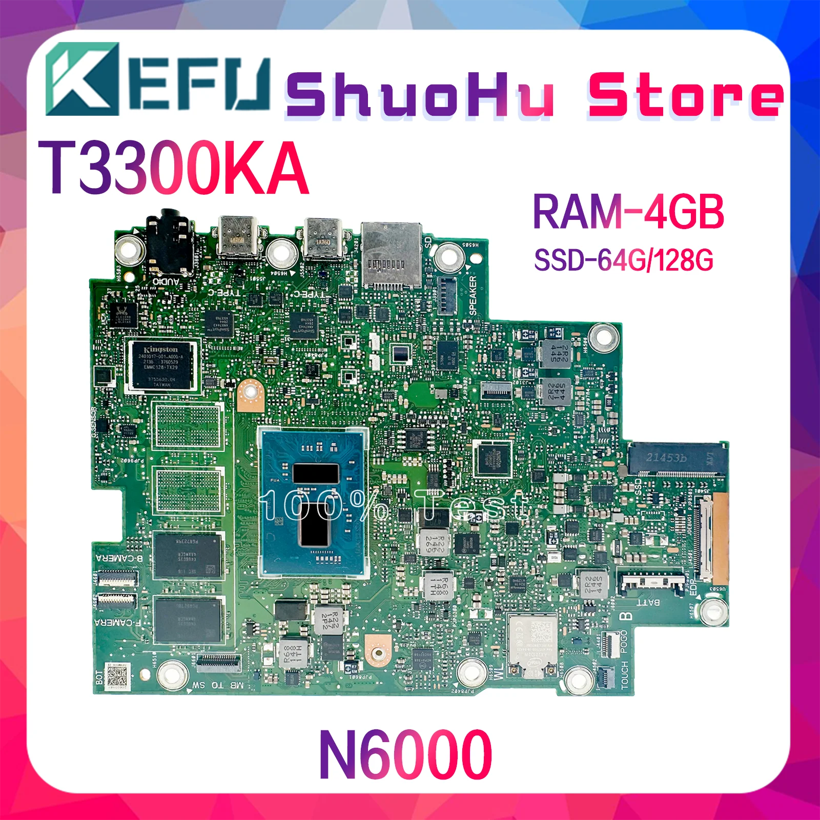 

KEFU T3300KA Mainboard For ASUS Vivobook 13 Slate OLED T3300 T3300K Laptop Motherboard N6000 4GB/8GB-RAM 100% Tested Working