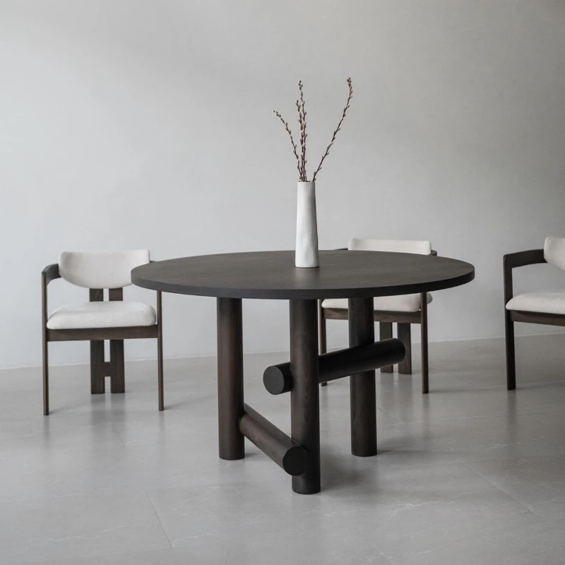 

All solid wood round simple ash wood household dining style coffee table large round table