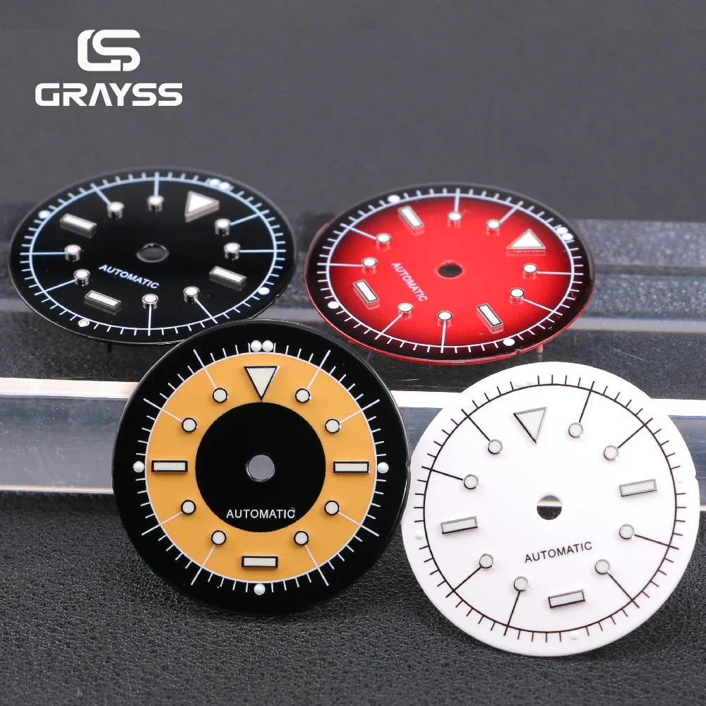 New 28.5mm Enamel Dial C3 Super Luminous for SKX NH35 NH34 Watch White Red Black Watches Accessories Watch Modification Faces
