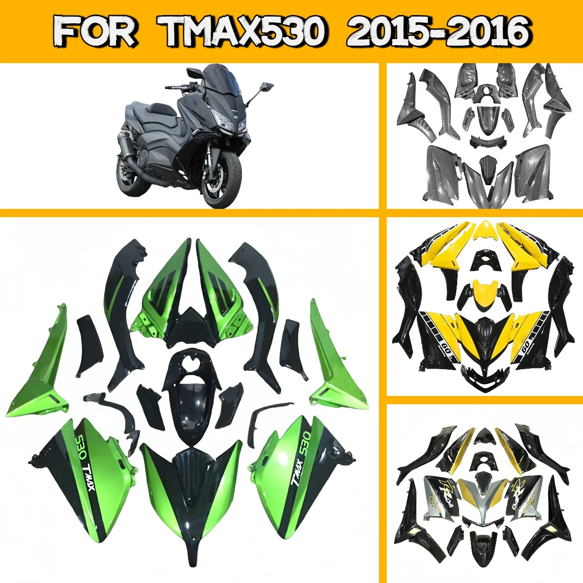 

Комплект обвесов для мотоцикла Yamaha T-MAX530 2015-2016 годов, полный комплект обтекателей из ABS-пластика, панели кузова 15-16 TMAX 530