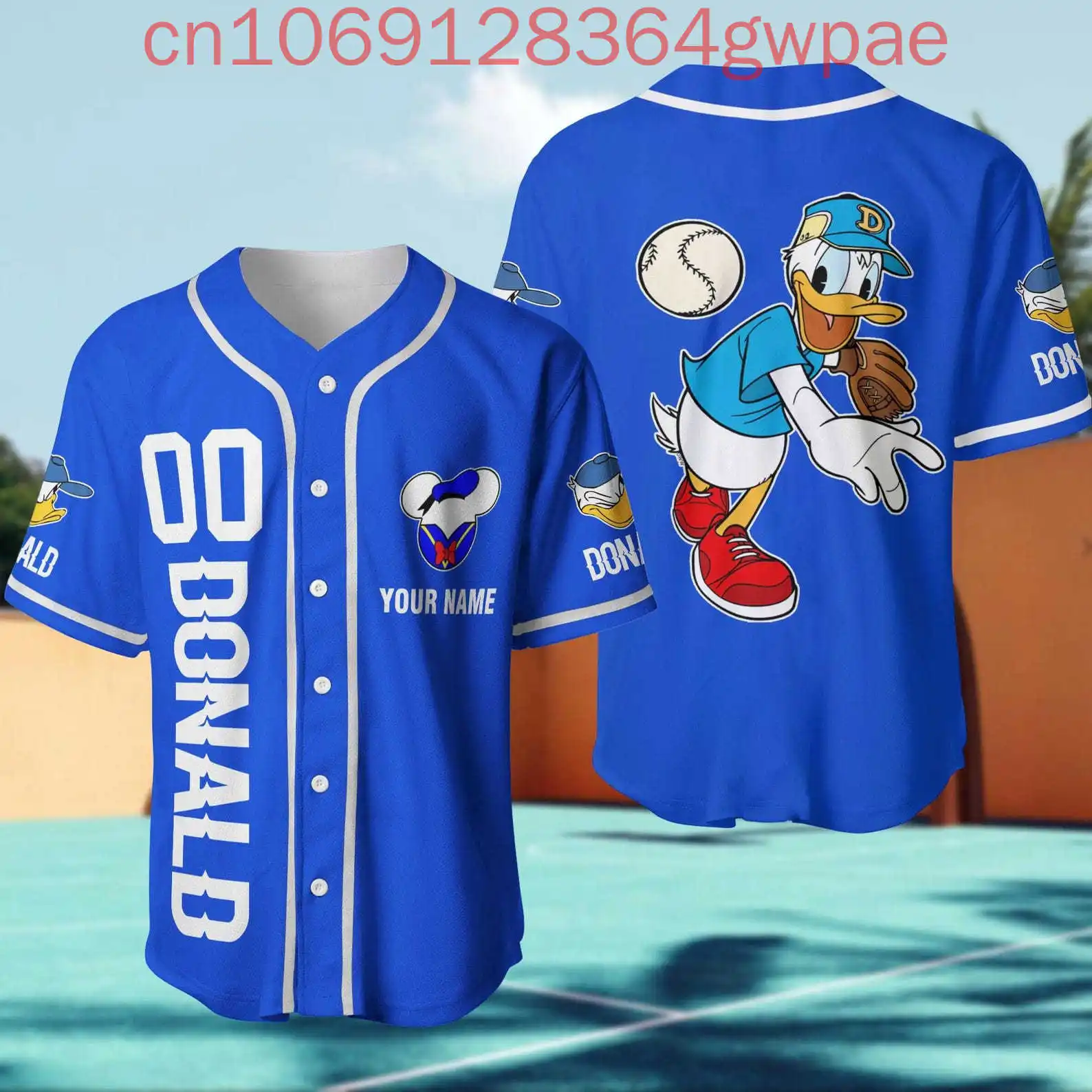 Custom ชื่อ Donald Duck เสื้อเบสบอลผู้ชายผู้หญิงเด็กเสื้อเบสบอลลําลองเสื้อเบสบอลแฟชั่นเสื้อแขนสั้น