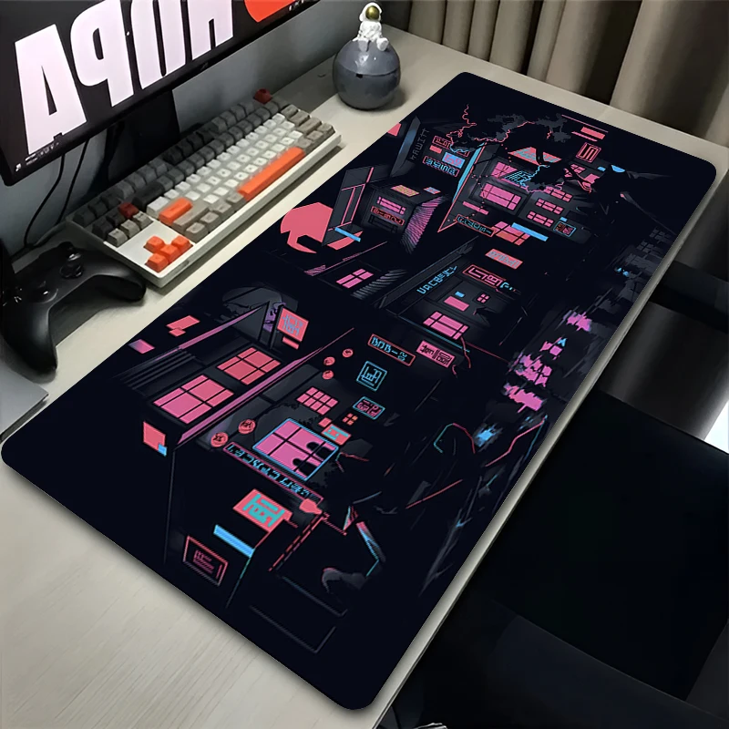 Gaming Mouse Pad Pink Desk Mat Laptop Gamer Professional Premium Mousepad Neon Anime City Keyboard Pad Speed Control Accessories