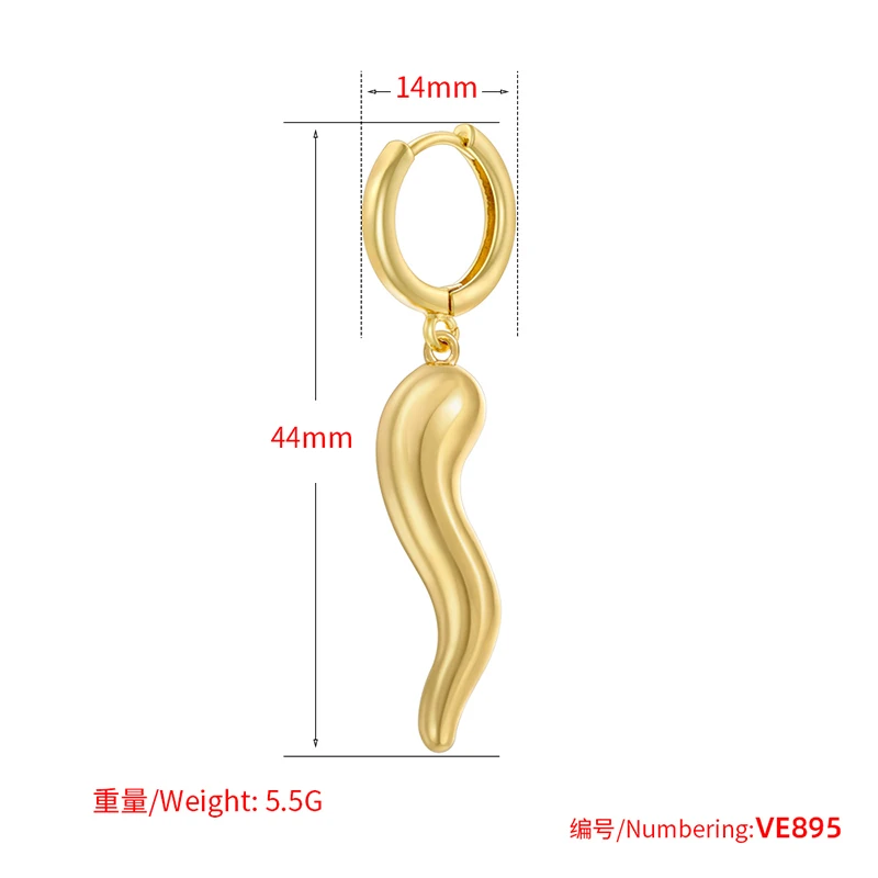 ZHUKOU Gold color Chili Dangle Earrings Pearl Pendant Earrings Cubic Zirconia tassels Drop Earrings for women wholesale VE892