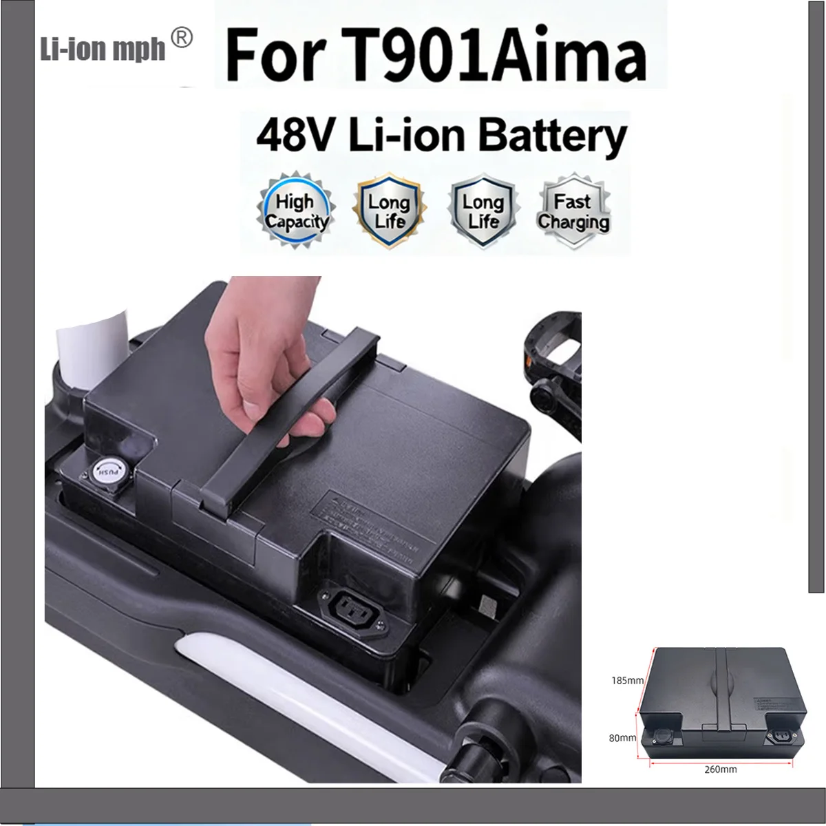 

Li-ion Battery 48V 18650 For Aima T901 Ultra Long Endurance & Large Capacity | Universal Foot Pedal Type + Charger Included