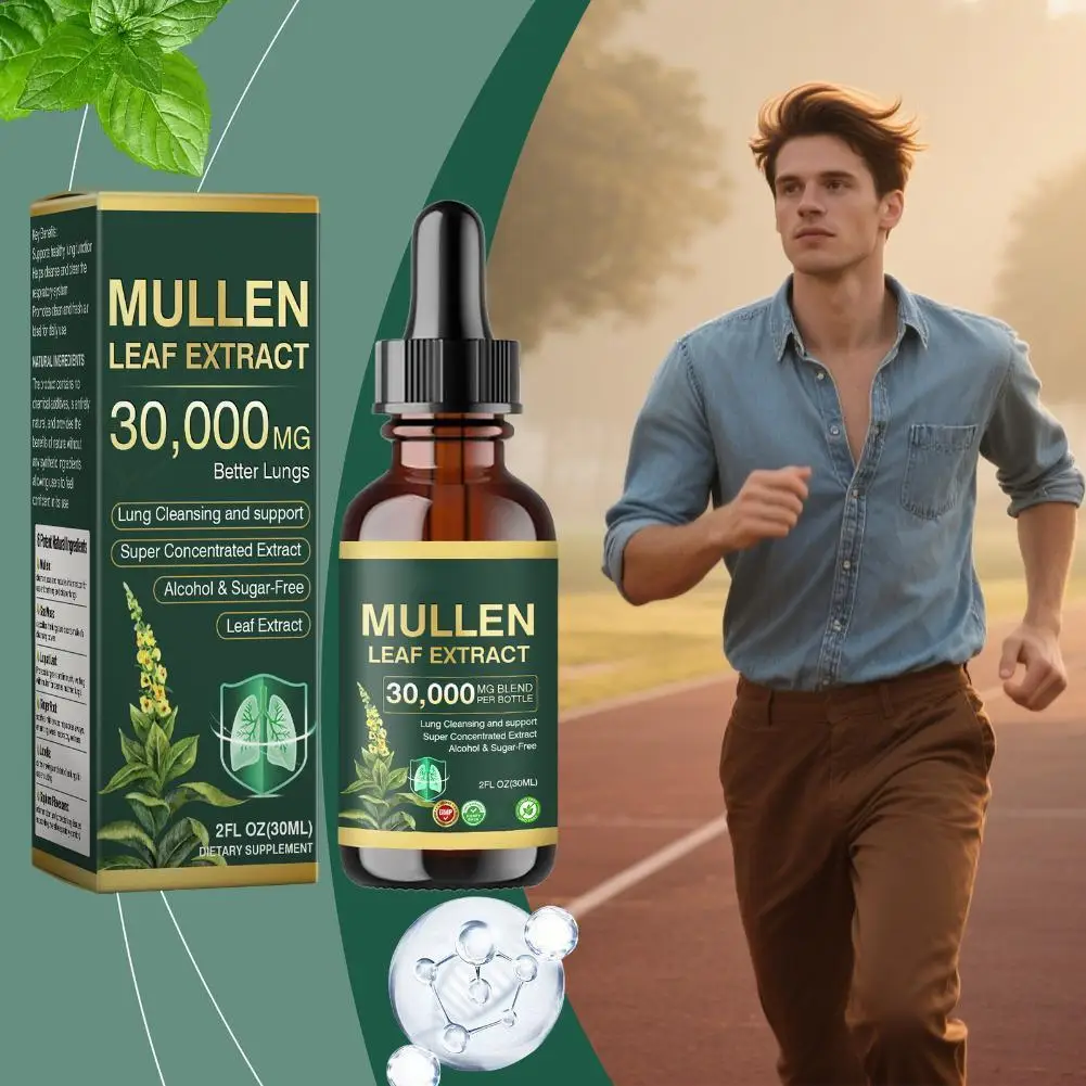 Gotas de Extracto de Hoja de Mullen Rekulo, Suplemento Superconcentrado para la Limpieza Pulmonar, Sin Alcohol ni Azúcar, Suplemento Dietético