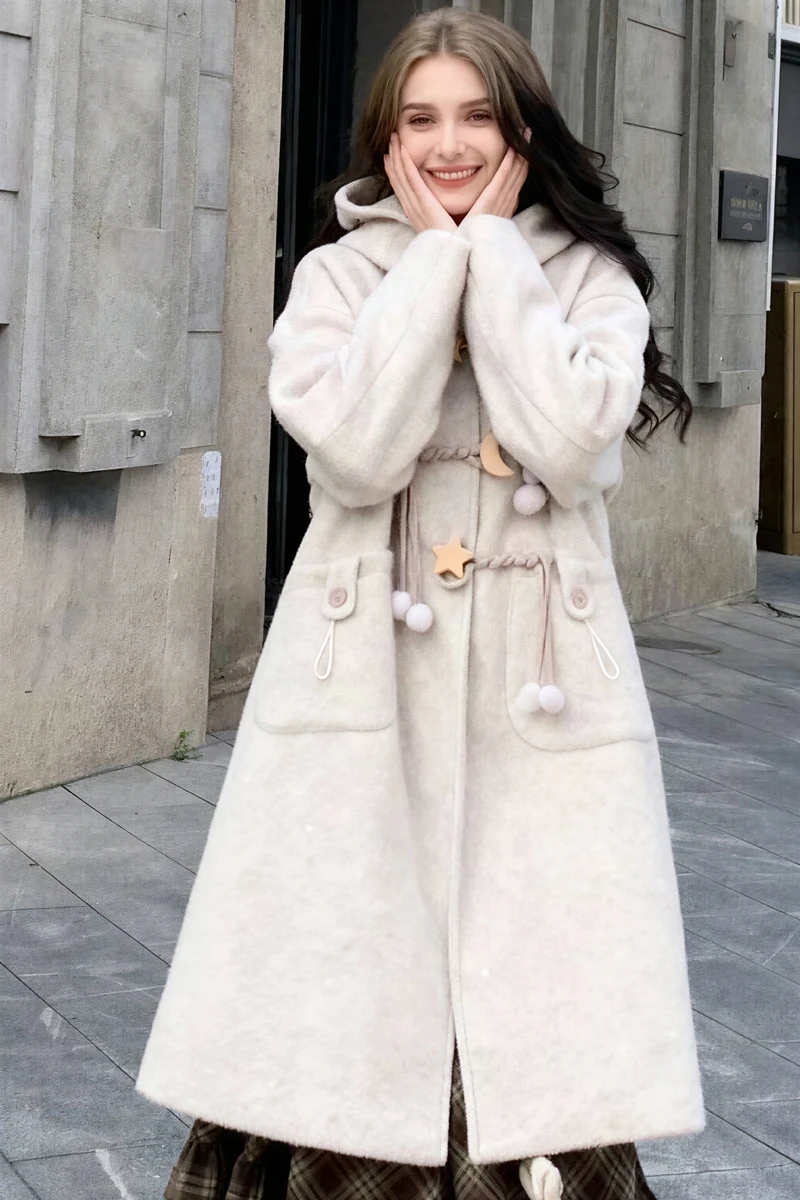 

Шерстяные пальто, женское шерстяное пальто, корейский стиль, женское зимнее стеганое пальто на пуговицах, двухслойное, с боковой застежкой, с воздушным шаром и рукавами OL