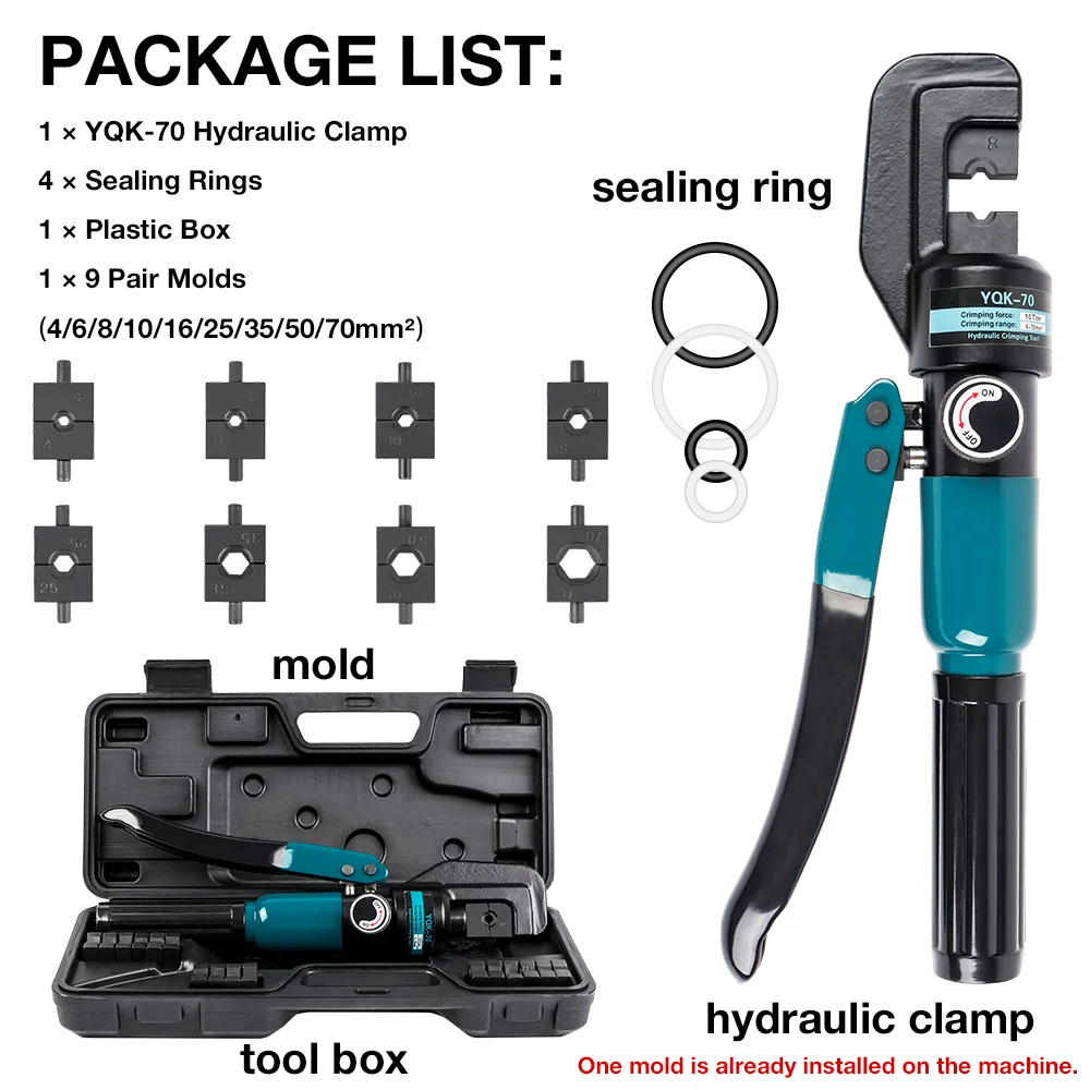 4,6,8,10,16,25,35,50,70mm² Hydraulic Clamp Home Hydraulic Crimping Tool, DIY Cable Wiring Crimping Plier,10T Hydraulic Press