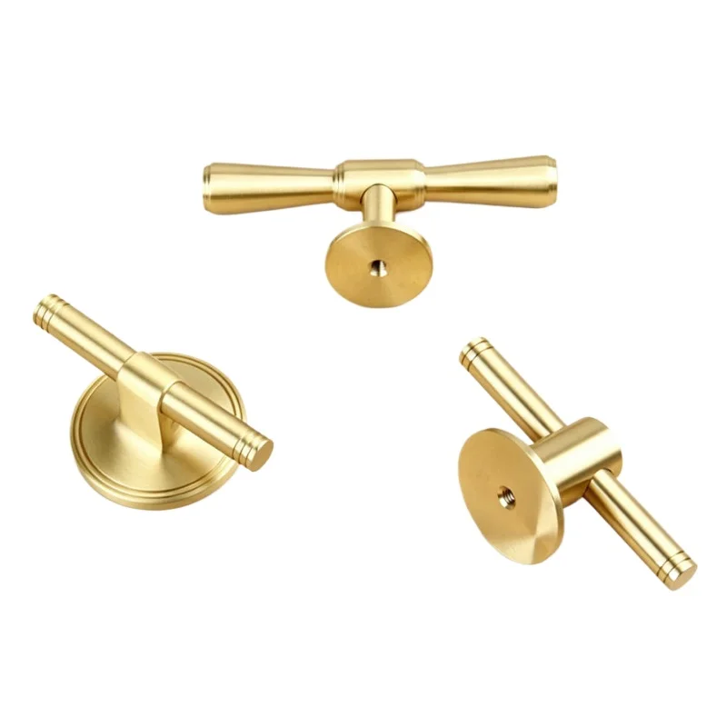 2PCS Simple Brass Furniture Handle 60/70/80mm Length Cabinet Door Drawer Wardrobe Door Handle T-Shaped Door Handle Accessories