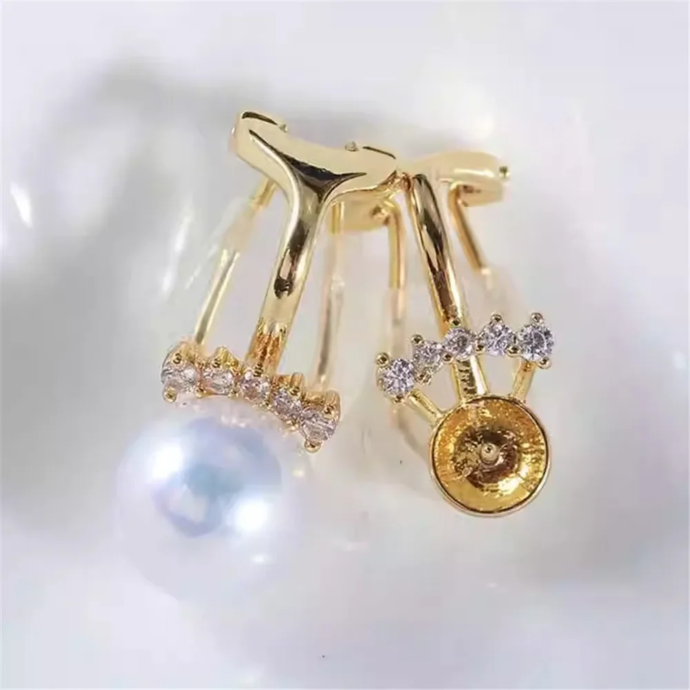 

Gold Plated Pearl Earring Settings, DIY Jewelry Making Supplies, Blank Ear Stud Bases for Handmade Accessories, 1Pair No Pearl