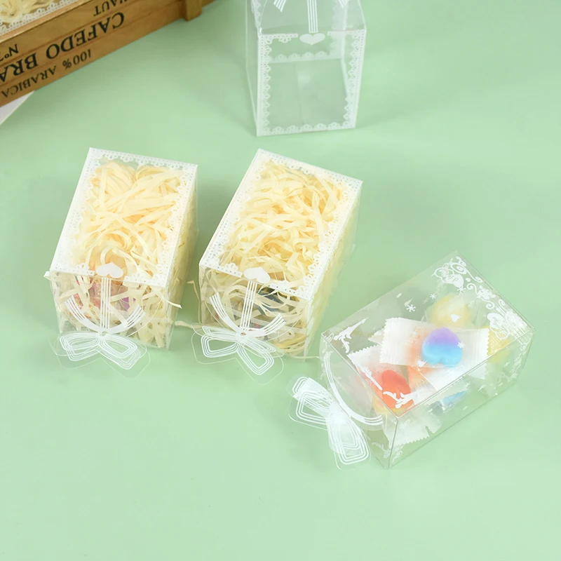 5pc White Transparent Lace Clear Gift PVC Box Model Toy Souvenir Apple Chocolate Present Flower Cake Candy Plastic Packaging Box