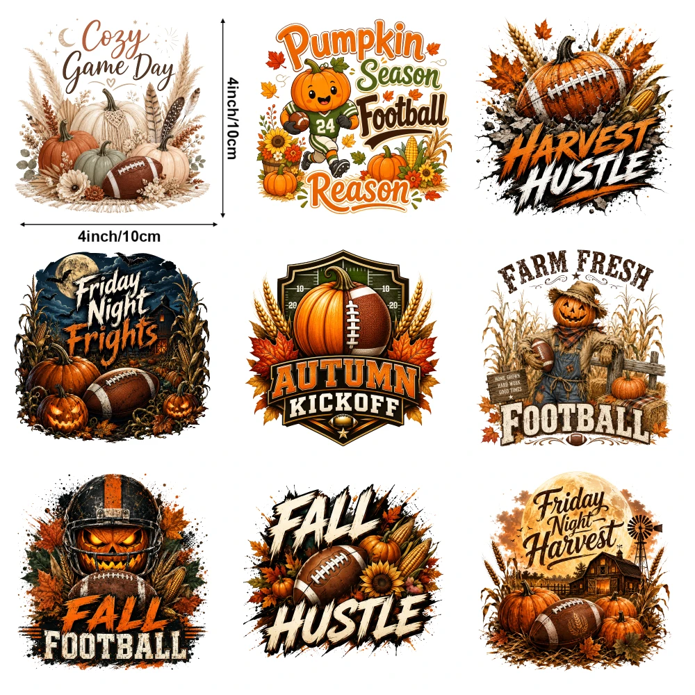 9 Pcs Fall Football Autumn Kickoff Cozy Game Day Pumpkin Season Harvest Hustle Farm Fresh Friday Night Fall