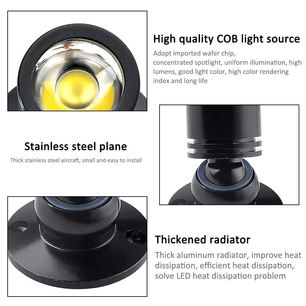 RGB Small LED Surface Mount Spotlight 1W/3W Mini LED Ceiling Showcase DownLight 360° Swivel With 5VUSB Switch And RGB Controller