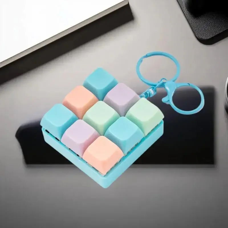 Keychain Button Artifact Nine Toys Explosion Button Russian Cube Stress Relieving Finger Keyboard Game Keychain