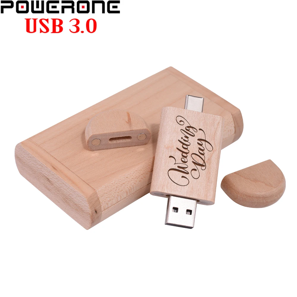 TYPE-C Wooden USB 3.0 Flash Drives 128GB Free Custom Logo Pen Drive Business Gift U Disk 64GB Memory Stick 32GB Music USB drive