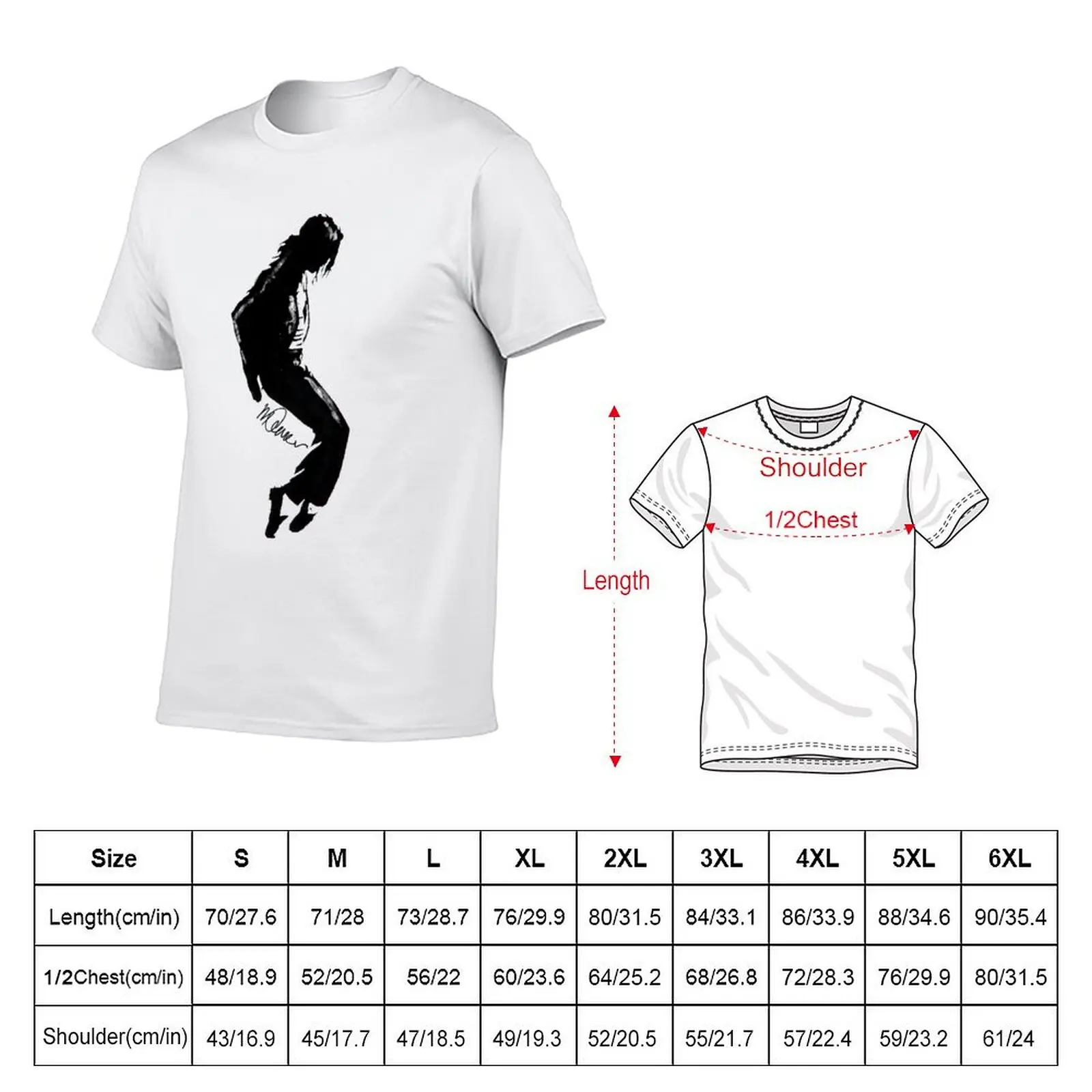 Michael Moonwalk Silhouette Jackson T-Shirt Basic Daily Outfit Short Sleeve Tee