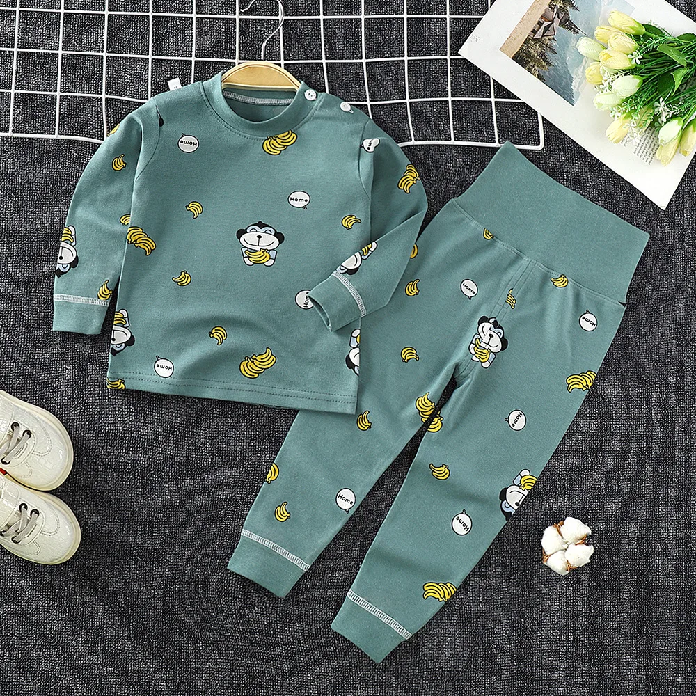 New Children's Cotton Fall Coat and Pants Set of Underwear Fall and Winter Set of Homewear Boys and Girls Pajamas Homewear Set