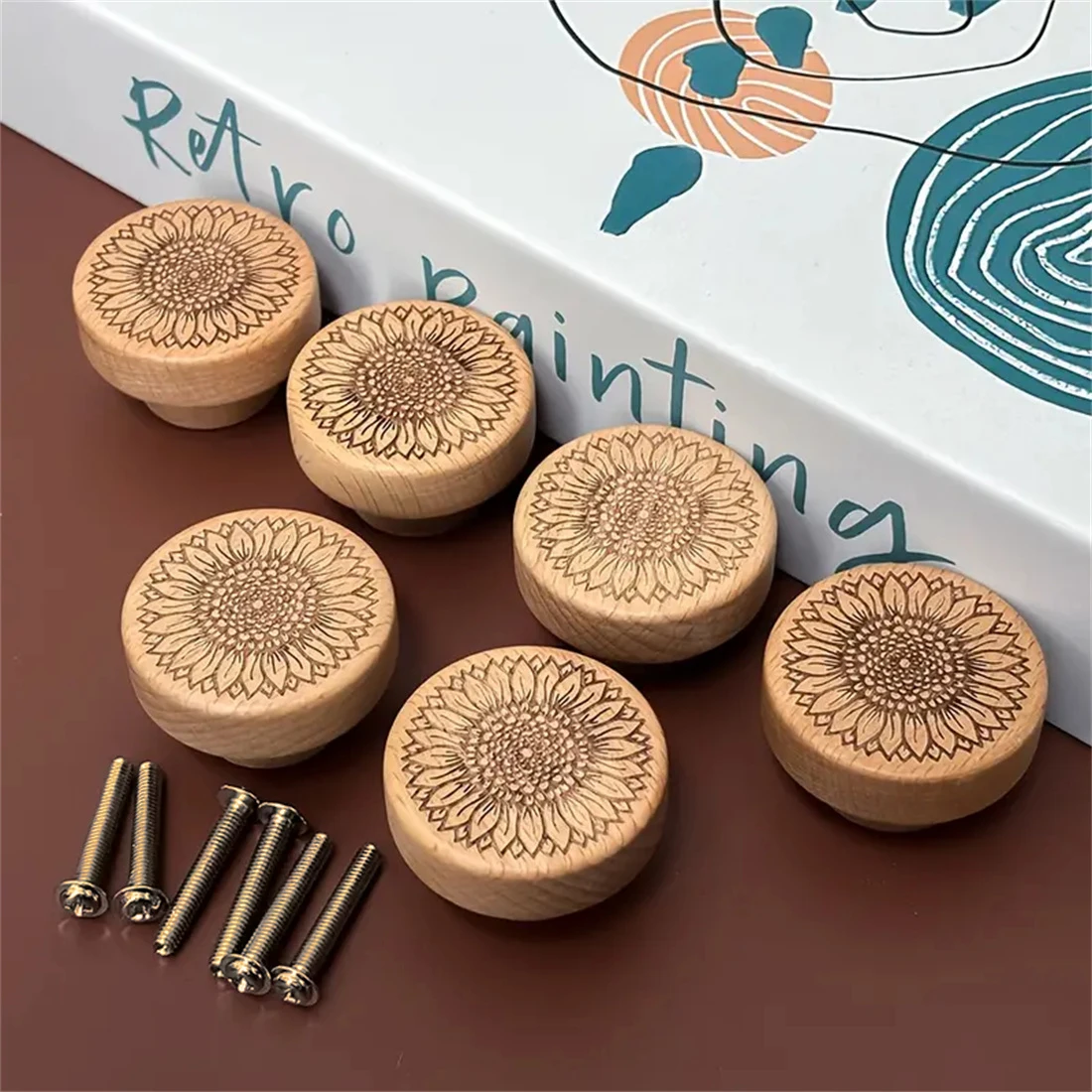 

12 handles, various boho styles, rattan styles, sunflower hand carved handles - single hole drawer handles for dressers and kitc