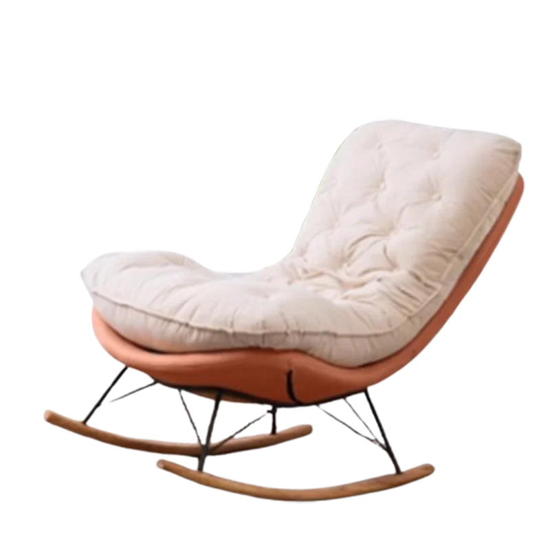 เก้าอี้พักผ่อนสีเบจสำหรับห้องนั่งเล่น ดีไซน์ทันสมัยแบบโยก เก้าอี้เดี่ยวแสนสบาย เฟอร์นิเจอร์ห้องรับแขก