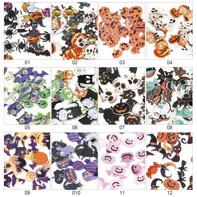 Halloween Bat Witch Sticker Nail Art Design Sliders Decals For Nail Sticker 3D Tips Decorations Wood Pulp Chips