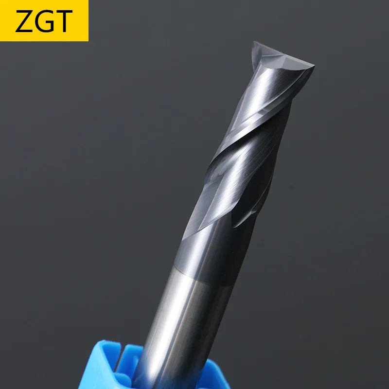 ZGT Endmill ЧПУ Инструменты Fresa HRC50 2 канавки сплав Карбид Металлический Фрезерный резак Концевая фреза 2 мм 3 мм 4 мм 6 мм 8 мм 10 мм 12 мм 16