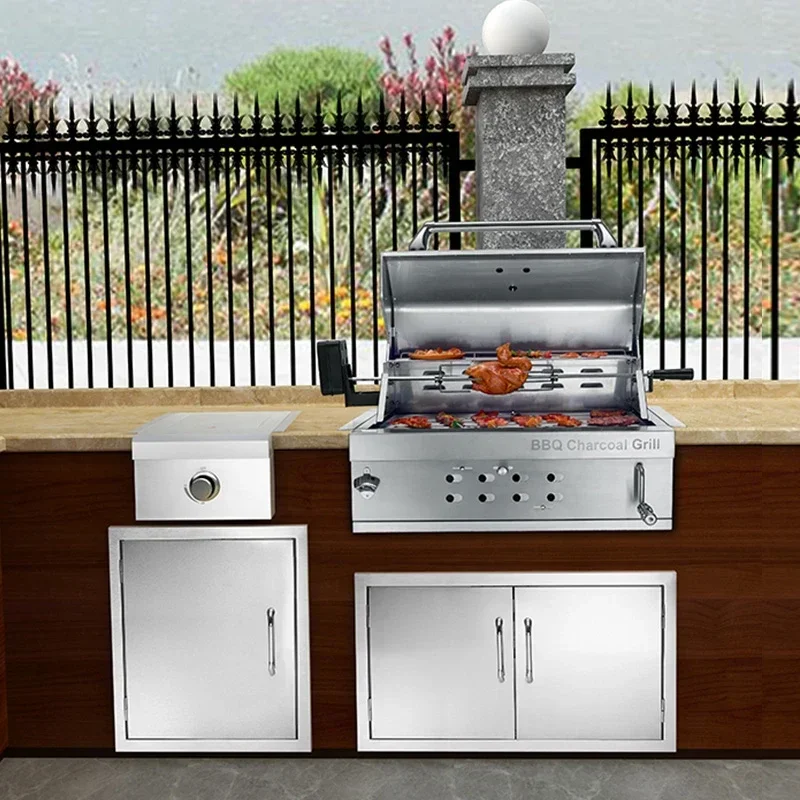 SKJ-7019Q BBQ 750*440 มม.สแตนเลส Courtyard Built-in Grills กลางแจ้งเตาถ่านบ้านเตาย่างถ่าน BBQ
