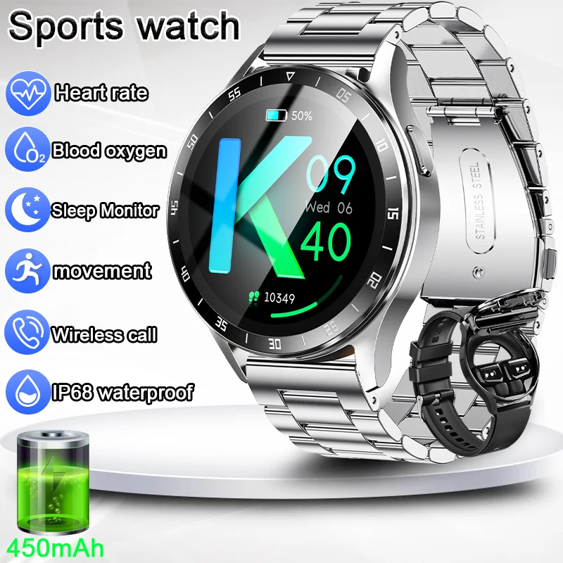 

Men's new 1.39-inch full-screen touch GPS Motion track 450Mah large battery Bluetooth call built-in Bluetooth headset smartwatch