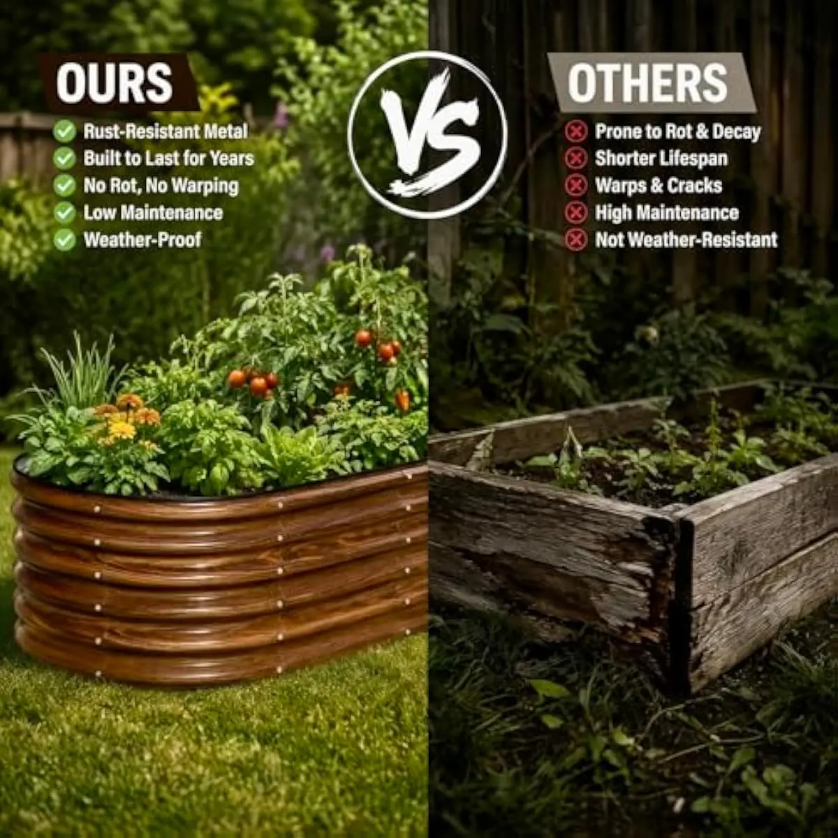 3 pcs Oval Galvanized Metal Raised Garden Bed Set 46 X 23.6 X 17 Inches Tall Portable Modern Planter with Open Base Rubber Edging