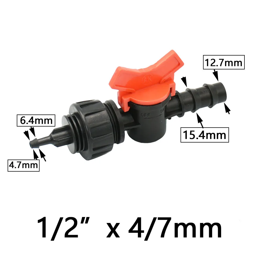 Adaptador de conector de manguera de jardín, accesorios de tubo de lengüeta, sistema de riego de Agricultura, acoplador de grifo, rosca de 1/2 "y 3/4" a 4/7mm