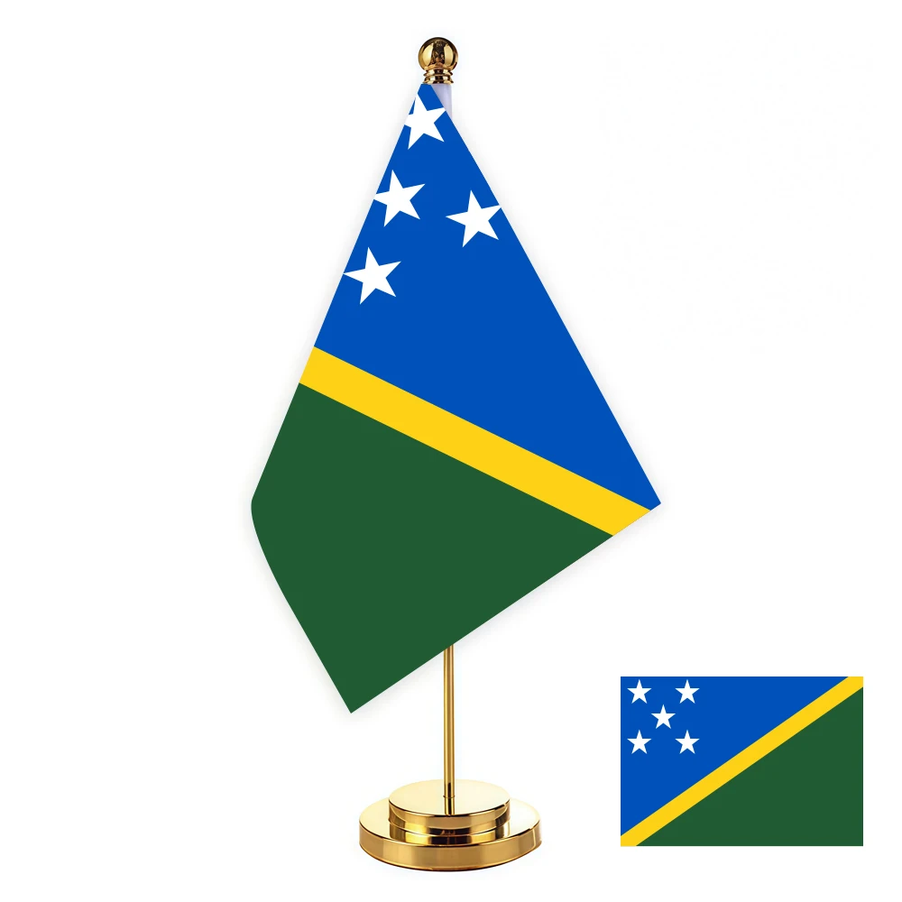 CYPOMELO office desk flag Solomon Islands flag 14x21cm Solomon Islands desktop small decorative flag (with flagpole)