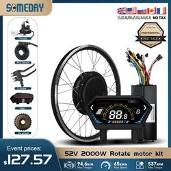 Electric Bike Conversion Kit 52V 2000W 20-29inch 700C Ebike Brushless Gearless Rear Hub Motor Wheel For Ebike Conversion Kit
