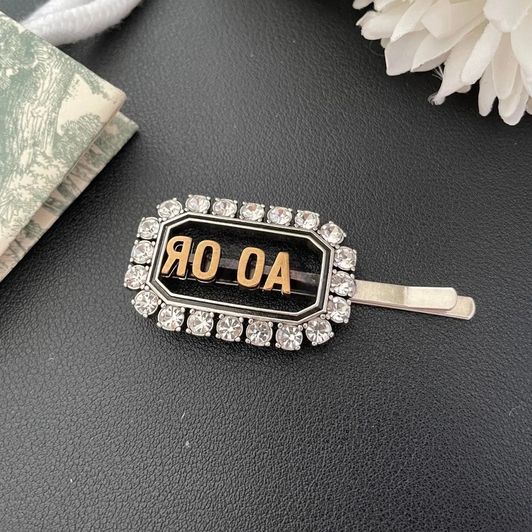 European and American exquisite square letter crystal hairpin