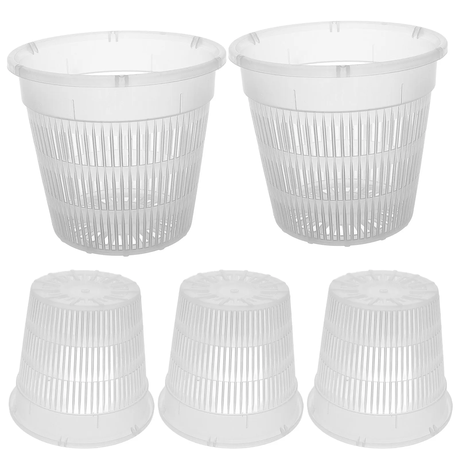 5Pcs Hydroponic Basket Pots Plastic Net Cups for Garden Balcony Flower Nursery Vegetable Cultivation Clear Orchid Pots