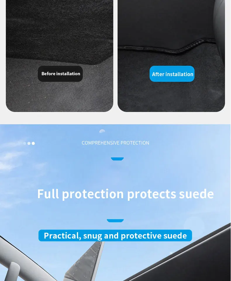 Carbon-Flash-Schutz für Tesla Model Y 2021-2024 Mittelkonsole, Zwei Seitenpaneele, Anti-Kick-Pad, Schutzabdeckung aus Leder – Detail 4