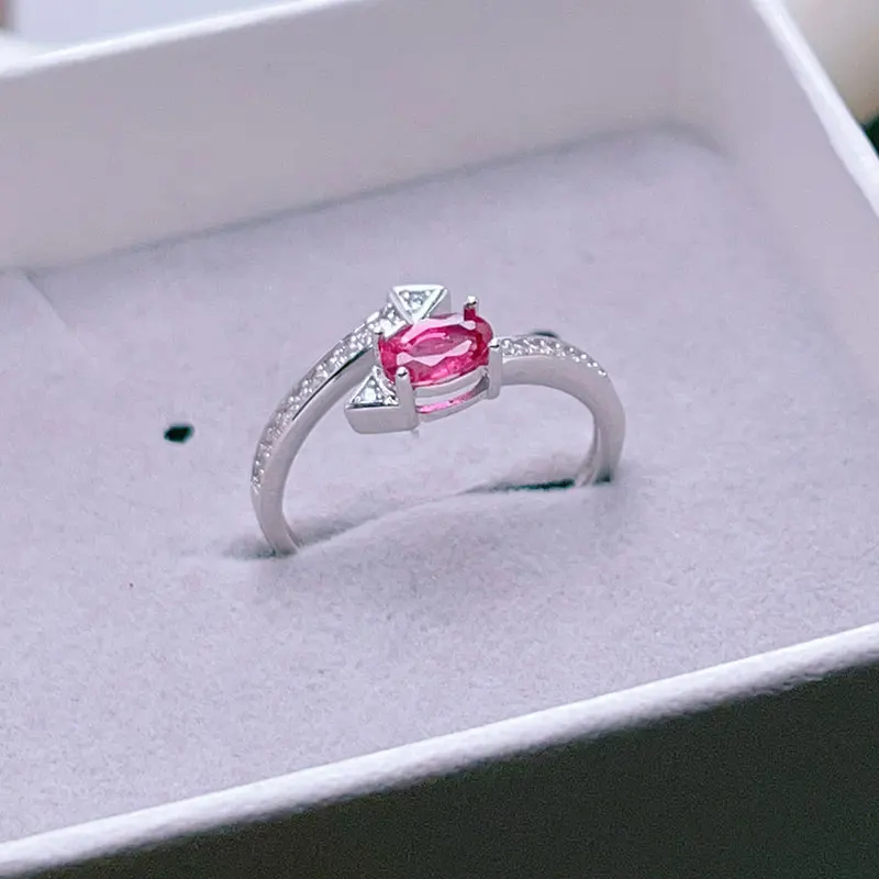 Natural colorful Tourmaline ring real 925 silver gemstone ring Tourmalie customized jewelry