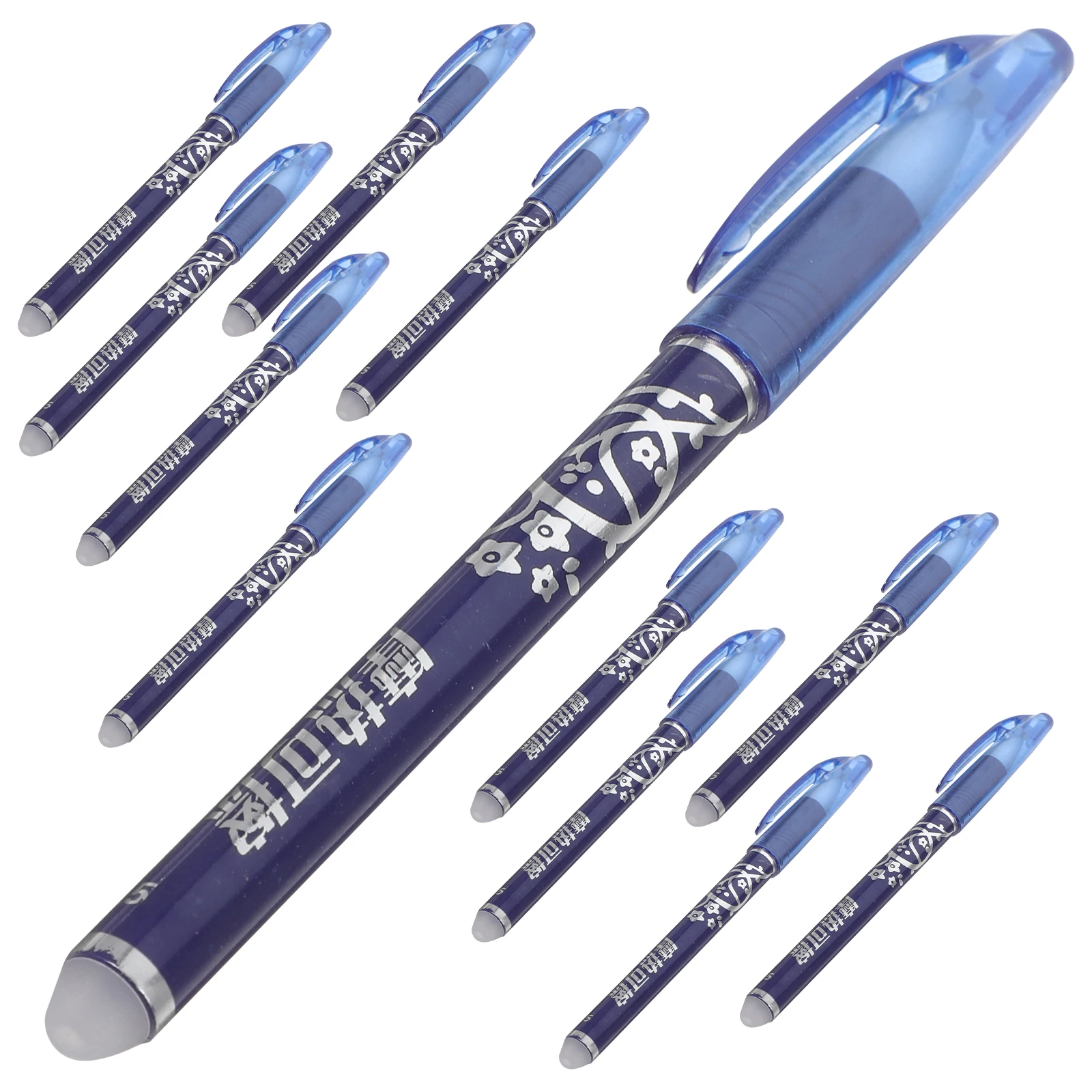 

12pcs Erasable Pen Set Blue 0.5Mm Fine Dry Pens Smooth Writing Clean Erasing For Note Taking Journal Office School