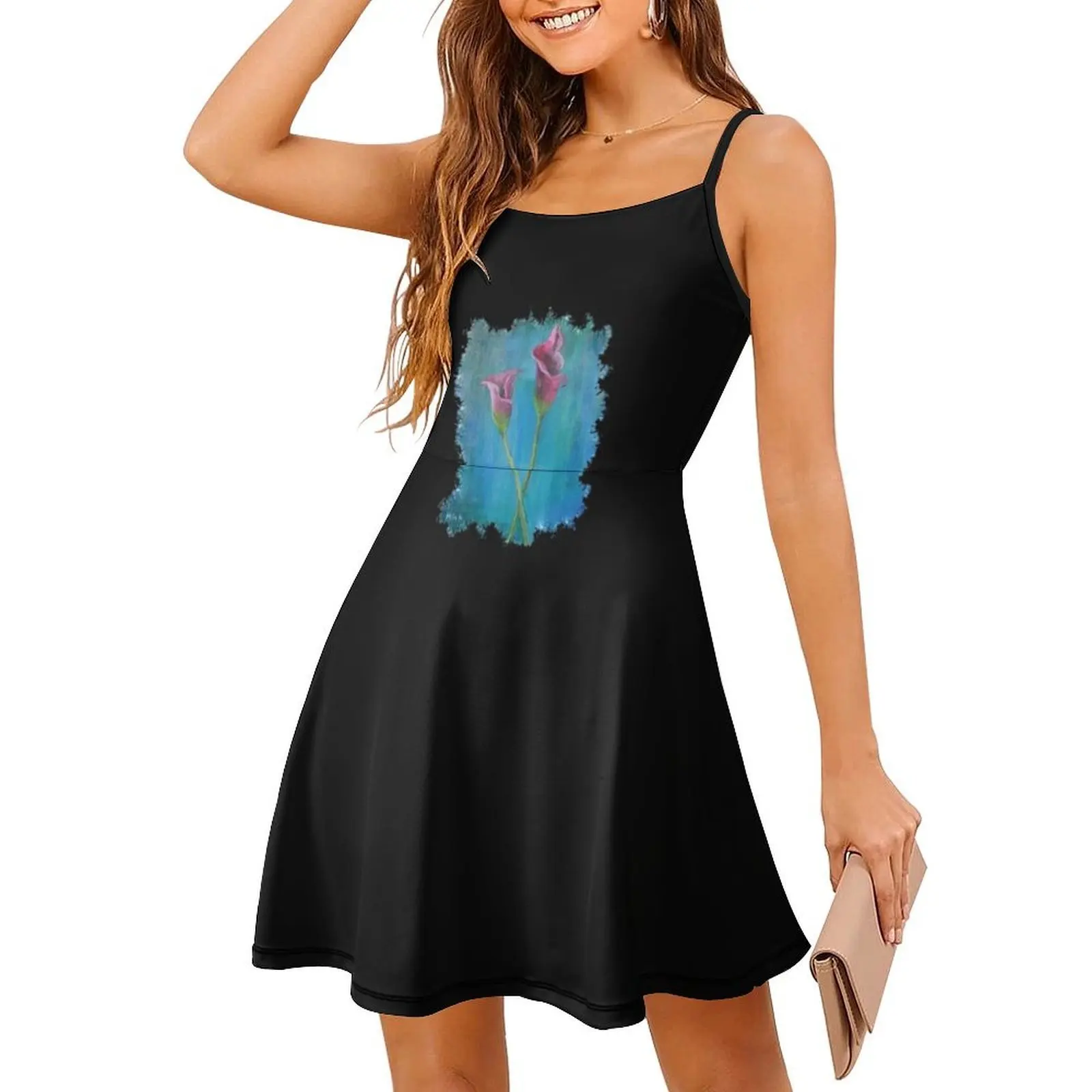 زنابق كالا الجميلة: أناقة على كل جذع فستان هيب هوب نسائي ملابس الشارع مطبوع عليه رسومات جرافيكية للحفلات والنوادي باللون الأرجواني كالا #3