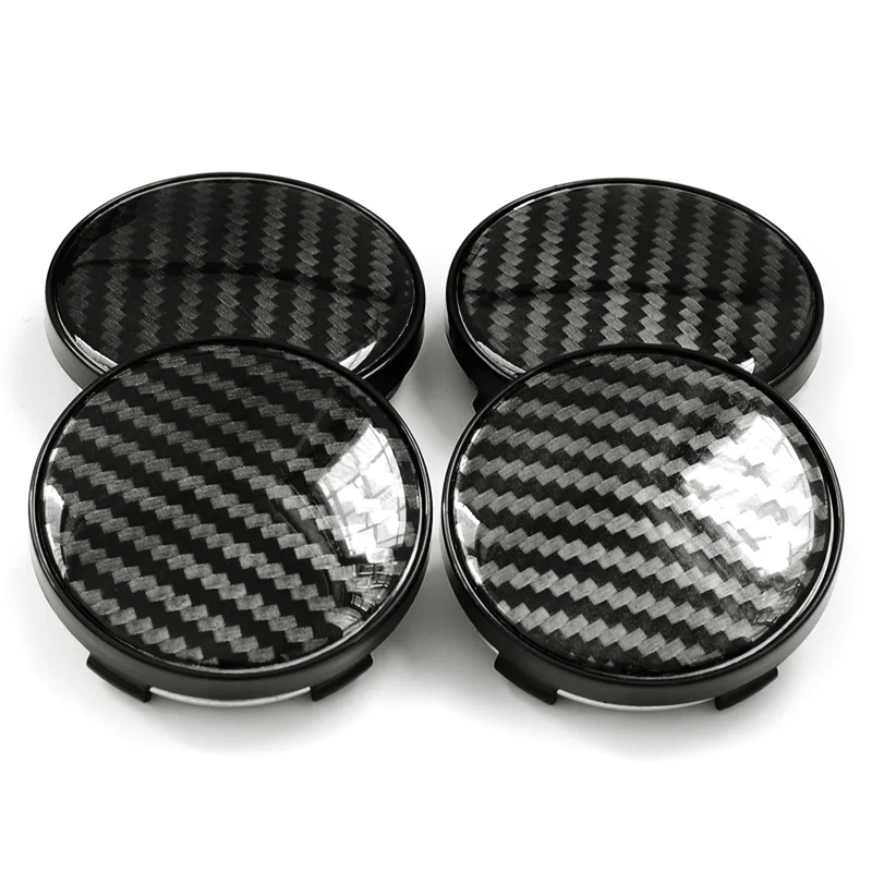 4pcs 60mm with 56mm Aluminum+Resin 3D Carbon Fiber Pattern Logo Car Wheel Center Hub Cap Dust-proof Cover Car Accessories