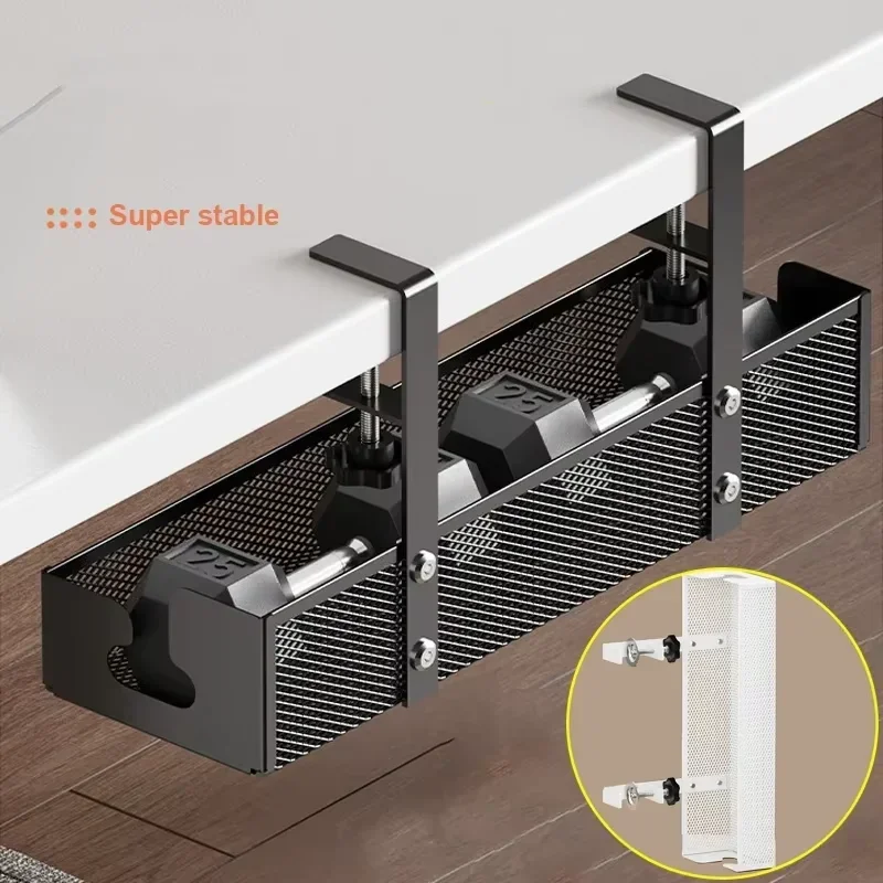 No Drilling Under Desk Wire Management Tray Retractable Cable Organizers in Home Office PC Router Data Wire Metal Storage Rack