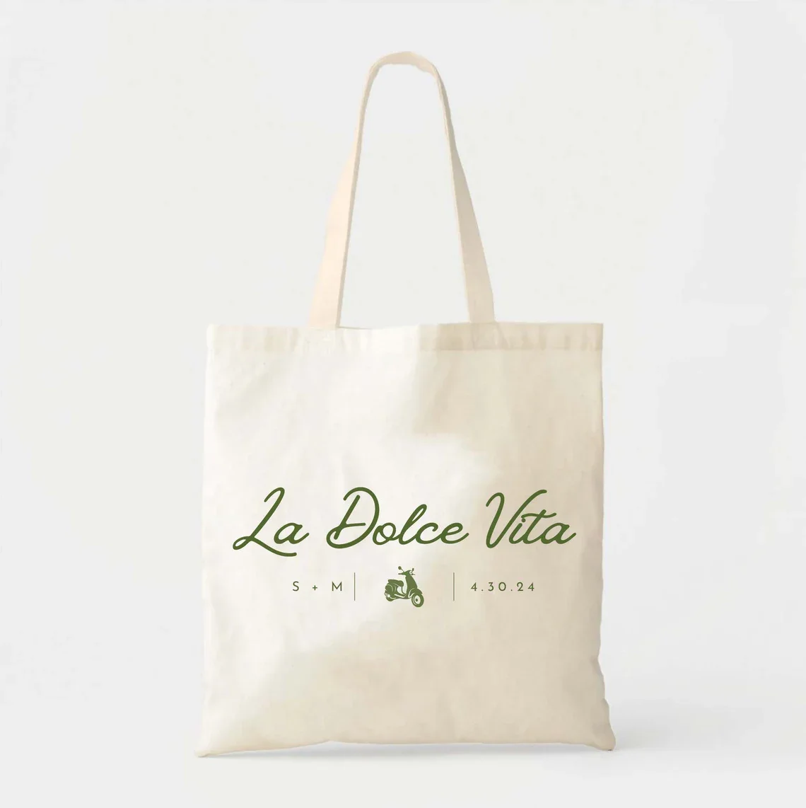 La Dolce Vita Moped Tote Bag - Custom Totes - Destination Wedding Welcome Tote - Italian Wedding - Europe Vacation Tote - Italy