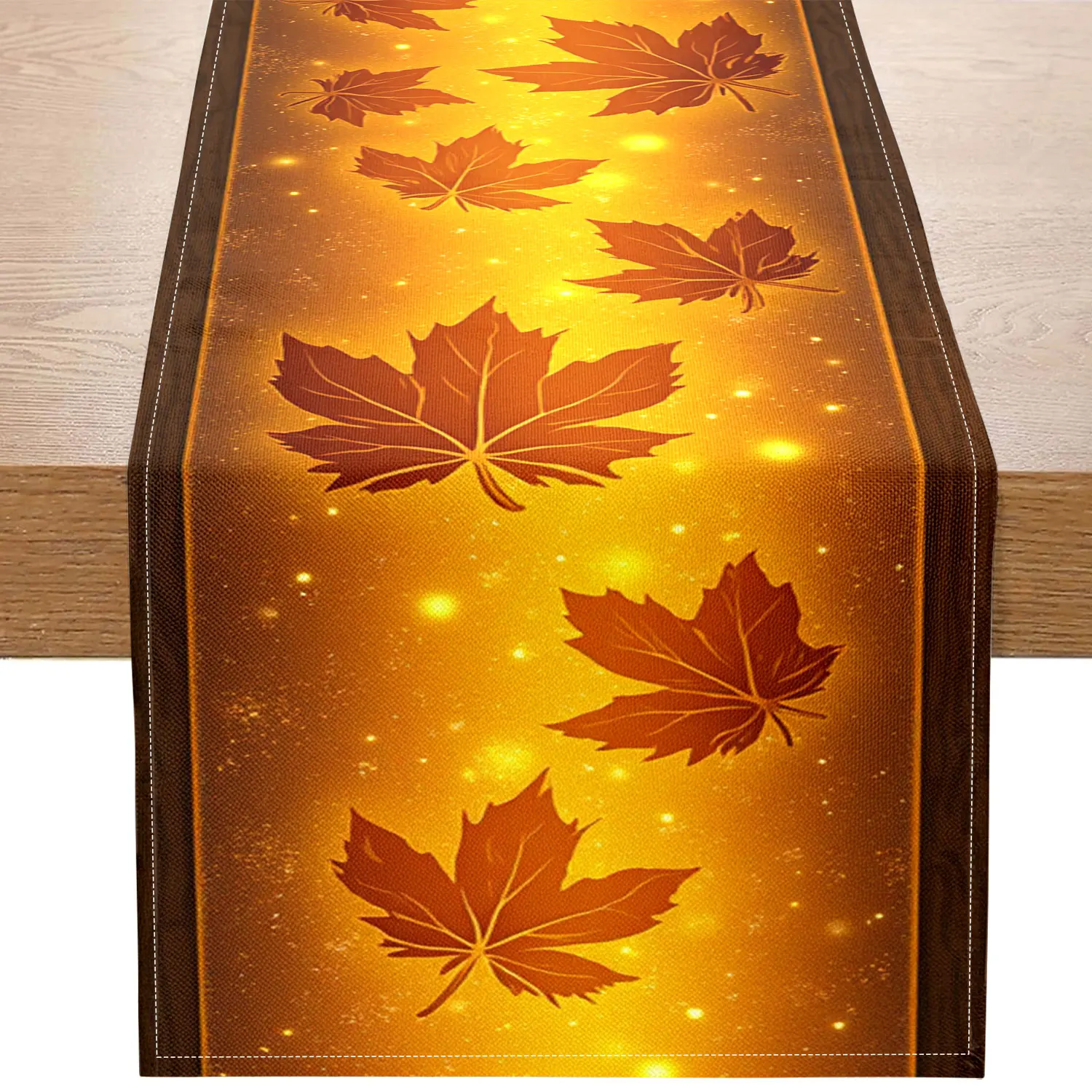 1 Piece of Golden Autumn Maple Leaf Themed Table Runner, with Maple Leaves as the Main Pattern, Suitable for Autumn Home Decoration, Harvest-Themed Parties, Etc