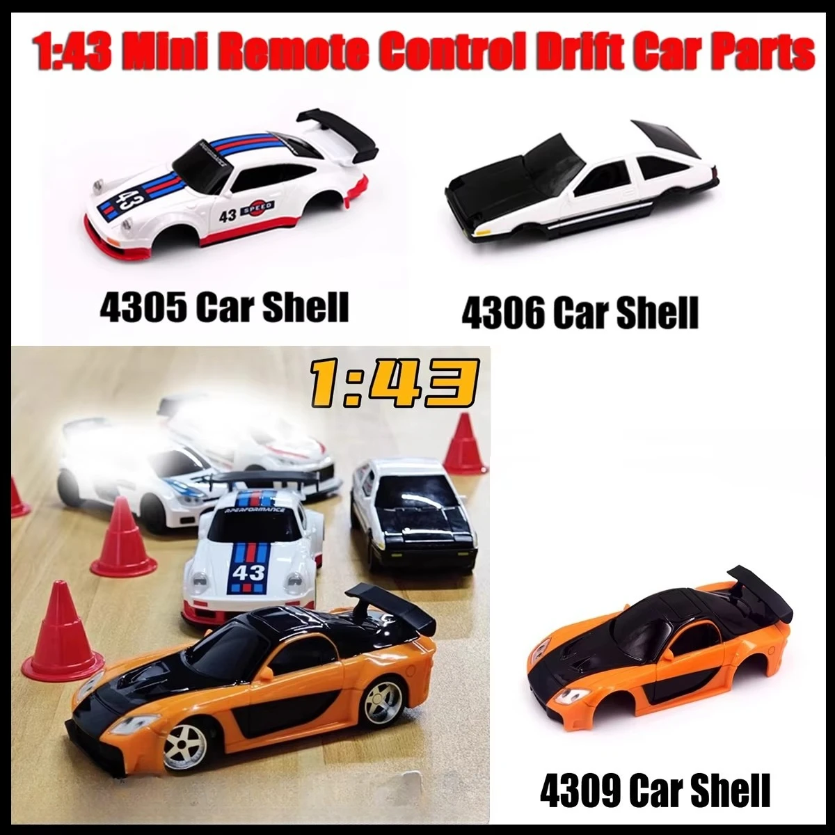 4305 4306 4309 1:43 RC Mini Remote Control Drift Car Parts 4305 4306 4309 Car Shell