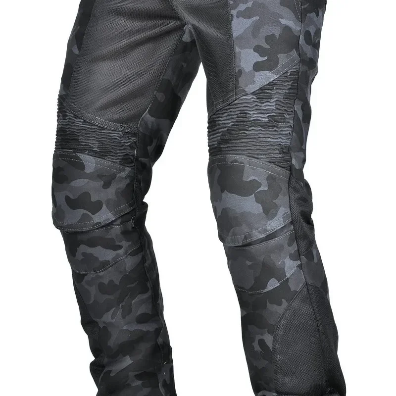 Loong Biker Motorcycle Riding Pants Summer Motocross Super Fit Slim Protection Jeans Mesh Breathable Casual Camouflage Trousers