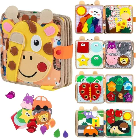 Educational Plane Toys Busy Board - Motor Skills Learning Busy Book Quiet Activity Sensory Toy for Boys & Girls Birthday Gift