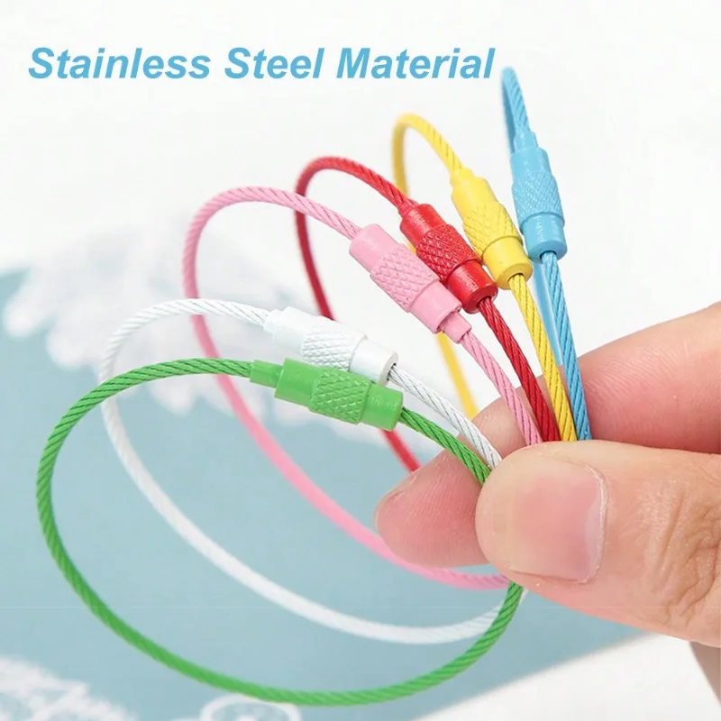 10-piece Stainless Steel Wire Travel Backpack Keychain Luggage Tag Bag Ring Wire Braided Keychain Luggage Tag Ring Tag Holder