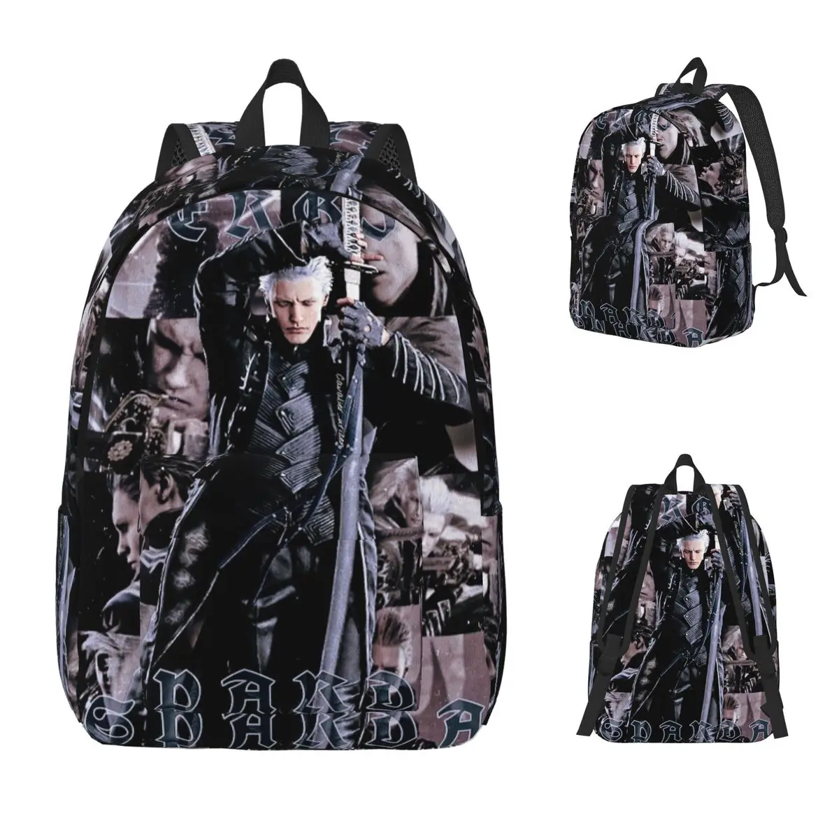 Vergil From The Devil May Cry Seri Backpack Daypack Large Capacity Children BookBag School Bag Shoulder Bags for Men Women